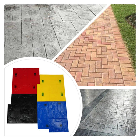 Concrete Stamp Set Of 4 24x24 Inch Realistic Texturing Mats With Handles Reusable Concrete Molds for creating patterns on surfaces