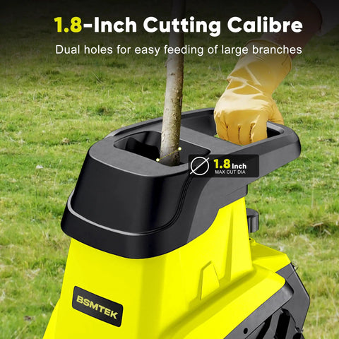 50L Collecting Bin Yard Waste Chipper Shredder With 15 Amp Electric Motor 25 To 1 Reduction 1.8 Inch Cutting Diameter in use