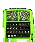 Pro Grade Drill And Driver Set Kit With Titanium Nitride Bits Self Centering High Speed Drill Bits in green case