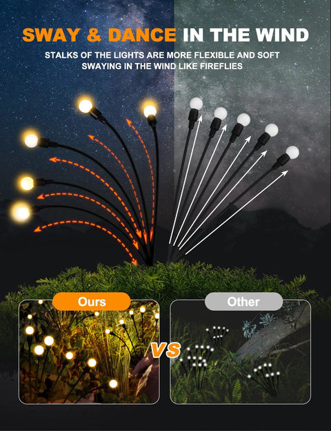 Comparison of 10 LED Starburst Solar Firefly Lights For Outdoors With Swaying Motion, Warm White, 2 Pack vs other garden lights