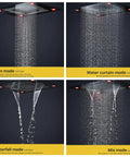 Top Shelf Thermostatic Ceiling Rain Shower Set Featuring Twelve Led Color Tones And No Stress Temperature Lock with four spray modes