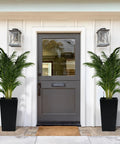 16 Inch Tall Planters Set Of 2 For Indoor And Outdoor Use In Black With Drainage Holes Inner Bucket And Water Level Monitors by front door