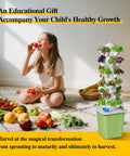Child with Hydroponics Growing System Kit With 30 Pot Vertical Garden Tower Pump And Timer For Soilless Cultivation Of Herbs Fruits And Vegetables Mess Free Indoor Garden Gift For Gardening Lovers.