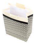 Mega Gift Bag With Tissue Paper In Black Ivory And Gold Endless Circles For Weddings And Showers, Large 14.75W x 20H x 8.25D includes card holder