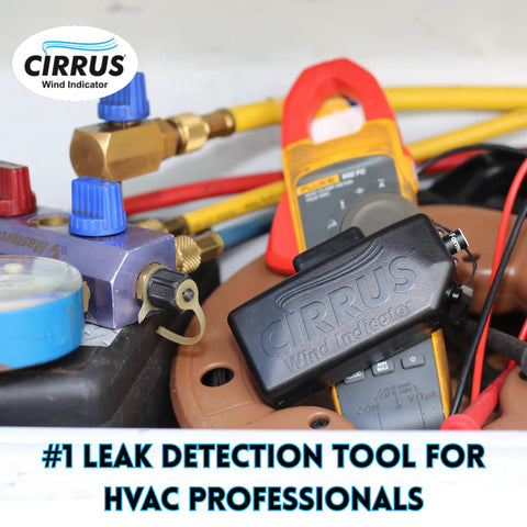 HVAC Wind Indicator Handheld Draft Detector for Easy Airflow Visualization on toolbox with hoses and gauge