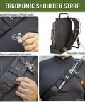 Ergonomic shoulder strap of Hardcore Single Shoulder Tactical Sling Bag, showcasing emergency whistle buckle and foam padding for comfort.