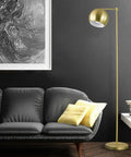 60 Inch Floor Lamp In Satin Gold Finish With Vintage Glam Style Inline Switch E26 Base Modern Gold Brass Look near sofa