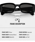RB4395 Square Round Shape Non Polarized Sunglasses With Dark Grey Lenses For Men And Women, polished black frame