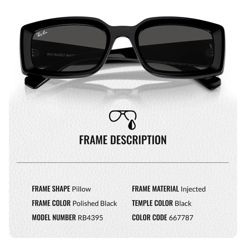 RB4395 Square Round Shape Non Polarized Sunglasses With Dark Grey Lenses For Men And Women, polished black frame