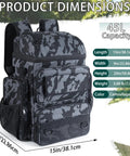 Heavy Duty Fishing Tackle Backpack With Rod Holders And 45L Large Capacity Gear Bag in camouflage 900D polyester, side view