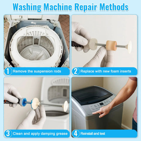 Heavy Duty Pro Grade Washing Machine Damping Grease Kit With 10 Foam Inserts for Suspension Rods for Top Load Washers
