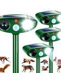 Four Pack Solar Ultrasonic Animal Deterrents For Gardens And Lawns With Motion Activated Led Strobe Light, product view