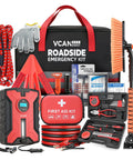 All-In-One Roadside Emergency Kit With Portable Air Compressor And Jumper Cables, First Aid Essentials, Snow Brush And Ice Scraper, Winter Ready-To-Go 170-Piece Gear For Men Women Teens, Easy To Store In Trunk displayed.