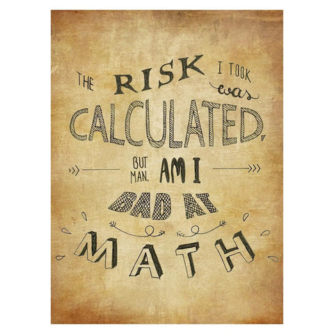 Old School Vintage Letter Paper Pack With 60 Sheets, aged paper with whimsical text 'The risk I took was calculated' design.