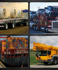 Beefy Heavy Duty Ratchet Chain Load Binder Set Nine Thousand Two Hundred Lbs Capacity securing various loads on trucks and ships.