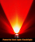 4 Piece Red Light Flashlights Red LED Pen Light Compact Torch illuminating red light beam on wall