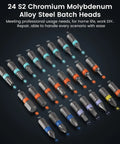 24 In 1 Magnetic Ratchet Screwdriver Set With Precision Bits For Home Repairs DIY Projects And Electronics displayed with bits