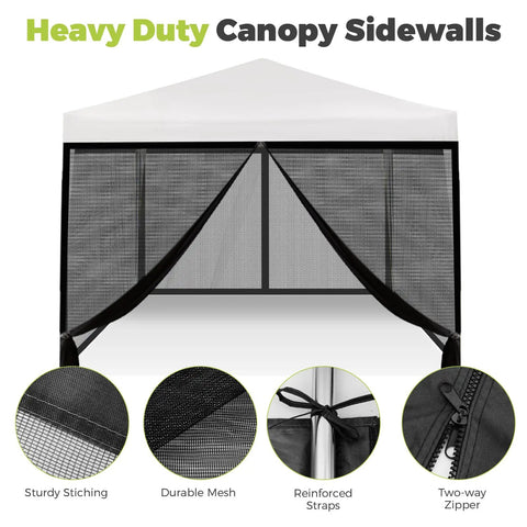 10x10 Ft Pop Up Canopy Mosquito Netting With Zipper Doors Universal Bug Screen Enclosure for Camping Patio And Backyard, black