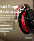 Heavy Duty 3/8 Inch x 50 Ft Air Hose Reel with Industrial Steel Construction and Corrosion-Resistant Powder Coated Frame