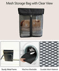 Mesh Slatwall Storage Baskets With Zipper Collapsible Hanging Organizer; black, durable mesh with toys displayed inside