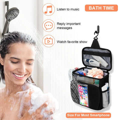 Must Have Dorm Room Shower Caddy For Guys And Gals Quick Dry Mesh Organizer hanging with toiletries