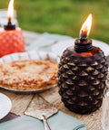 65 Inch Glass Pineapple Outdoor Torch With Copper Finish, Mosquito Repellent Torch For Yard And Garden, lighting table