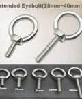 Rock Solid M5 Eyebolts With Nuts And Washers 10 Pack Straight Up 304 Stainless Steel Metric Shoulder Ring Bolt shown in sizes 20mm to 40mm.