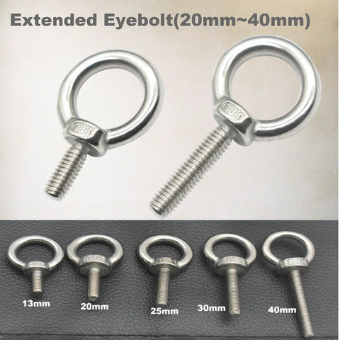Rock Solid M5 Eyebolts With Nuts And Washers 10 Pack Straight Up 304 Stainless Steel Metric Shoulder Ring Bolt shown in sizes 20mm to 40mm.