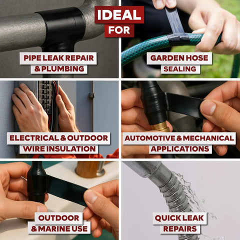 Self Fusing Silicone Tape Waterproof 1 Inch By 36 Feet Black Self Amalgamating Tape For Plumbing Sealing Pipes Hose Repair Outdoor Coax And Electrical Cables Weatherproof And Ready For Quick Emergency Fixes