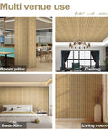 Effortless Peel And Stick 3D Wall Panels Self Adhesive Soundproof Removable PVC Slat Tiles Dark Brown Wood Grain in home settings.