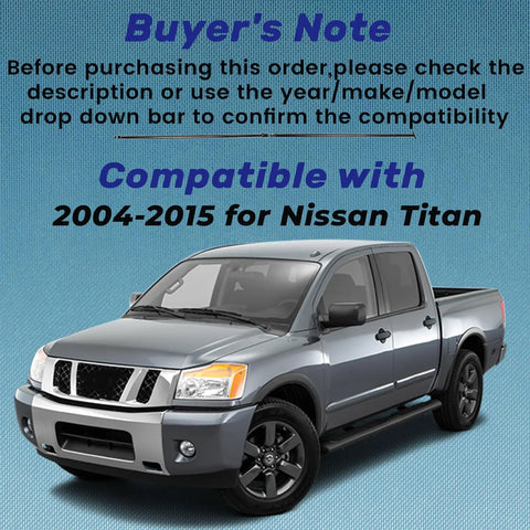Spare Tire Tool Kit With Jack Handle And Lug Wrench For SUVs And Trucks Heavy Duty Steel With Carrying Case Compatible With Frontier Titan Pathfinder And Xterra 2005 Through 2019 And 2005 Through 2015. Image shows Nissan Titan with compatibility note for 2004-2015 models.