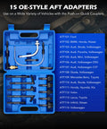 15 OE-style ATF adapters for Oil Extractor Pump And Dispenser Kit 6L Pneumatic Bleeder Set, displayed in a blue case.