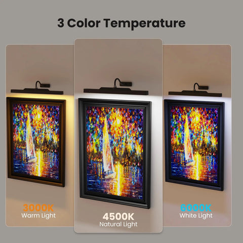 No Fuss Rechargeable Picture Light With Smooth Dimming And High CRI 95 Rating Casting Crisp Even Glow On Gallery Wall Art showing 3 color temperatures