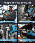 Badass Heavy Duty Electric Hydraulic Crimping Tool With Dual Fast Charge Packs For Quicker Rounds And Consistent Copper Connections Rated For 12 Ton Load in various job settings.