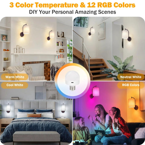 MATAMEYE Battery Operated Wall Sconce Set of 2, Dark Chocolate Wall Light displayed in various settings and color temperatures.
