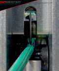 Replacement Blade Kit For Original And E250 Wire Strippers cutting green wire smoothly, fitted in machine.