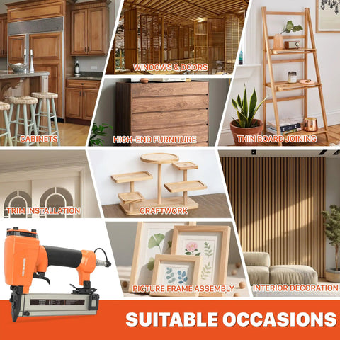 Smooth Shooting 23 Gauge Pneumatic Pin Nailer Fires Dead Straight Headless Micro Pins Without Leaving A Trace for trim installation and cabinetry.