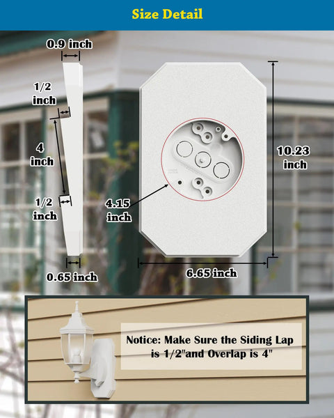 Hella Heavy Duty Wall Mount Block For Vinyl Siding With Built In Electrical Box And Paint Ready White Shell Super Easy Install size detail.