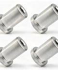 Hardcore Steel Chassis Mount Tab Weld On Nuts, 4 Pack 1/4 20 Threaded Inserts close-up view of stainless steel insert fasteners.
