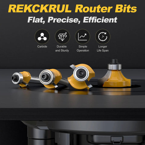 Four Piece Roundover Router Bit Set With One Quarter Inch Shank Durable Carbide Inserts For Woodworking Edge Rounding Bits