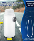 Front view of Dreyoo 16oz brake bleeder kit: white plastic bottle with magnet mount and 23.6in hose.