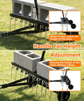 48 Inch Tow Behind Dethatcher With 24 Rustproof Tines And Heavy Duty Tires For Lawn Tractors ATVs UTVs Height Adjustment