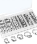 Heavy Duty 40 Pcs Hose Clamp Set Includes Premium 304 Stainless Steel Worm Gear Clamps For Intercooler Plumbing Fuel Lines And Tubes In Sizes From 1/4 Inch To 1-1/8 Inch For Super Durable Sealing Solutions. 304 stainless steel worm gear hose clamps in organizer tray