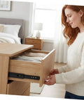 2 Sets Bottom Mount Drawer Slides Iron Soft Close Cabinet Rails For Kitchen Dresser Office Heavy Duty Glide Hardware With Smooth Quiet Operation Durable Steel Construction For Long Lasting Use With Quiet Smooth Glide System in a wooden dresser drawer