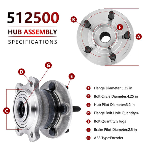 Diagram of Beefed Up AWD Wheel Hub Bearing Replacement For Ford Escape 2013 2018 And Lincoln MKC 2015 2019 showing dimensions and features