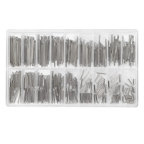 360 Pcs Watch Band Link Cotter Pin Kit With Box 6mm To 23mm Stainless Steel Pins 0 8mm Diameter neatly organized in clear storage box