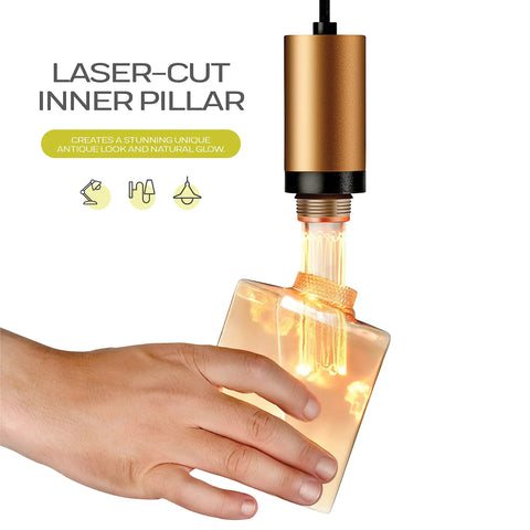 Hand holding Dope Amber Vintage Edison Style LED Bulb For Home Lighting And Pendant Vibe Warm 2200K Glow Three Point Five Watt