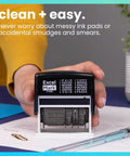 Workhorse Self Inking Date Stamp With Twelve Rotatable Bands For Paid Received Posted Scanned Shipped Void Verified And Full Year Setup Built To Last For Busy Office Crews, showing adjustable ink stamp with clear phrases.