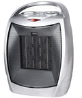 Ceramic Space Heater Heats Up Fast For Up To 200 Sq Ft With 1500W And 750W Settings, Portable Electric Heater, Sleek Silver