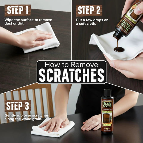 Steps to apply Dark Shade Scratch Concealer For Real Wood Furniture And Floors Covers Nicks And Scuffs Pet Scratches And Minor Defects